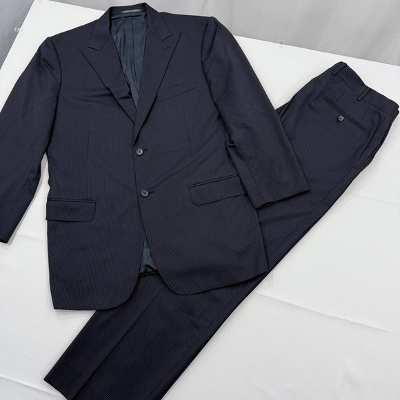 Corneliani Extra Fine 18.75 Wool Suit Mens 42R Blazer 34x30 Pants Blue Pinstripe - Picture 1 of 14